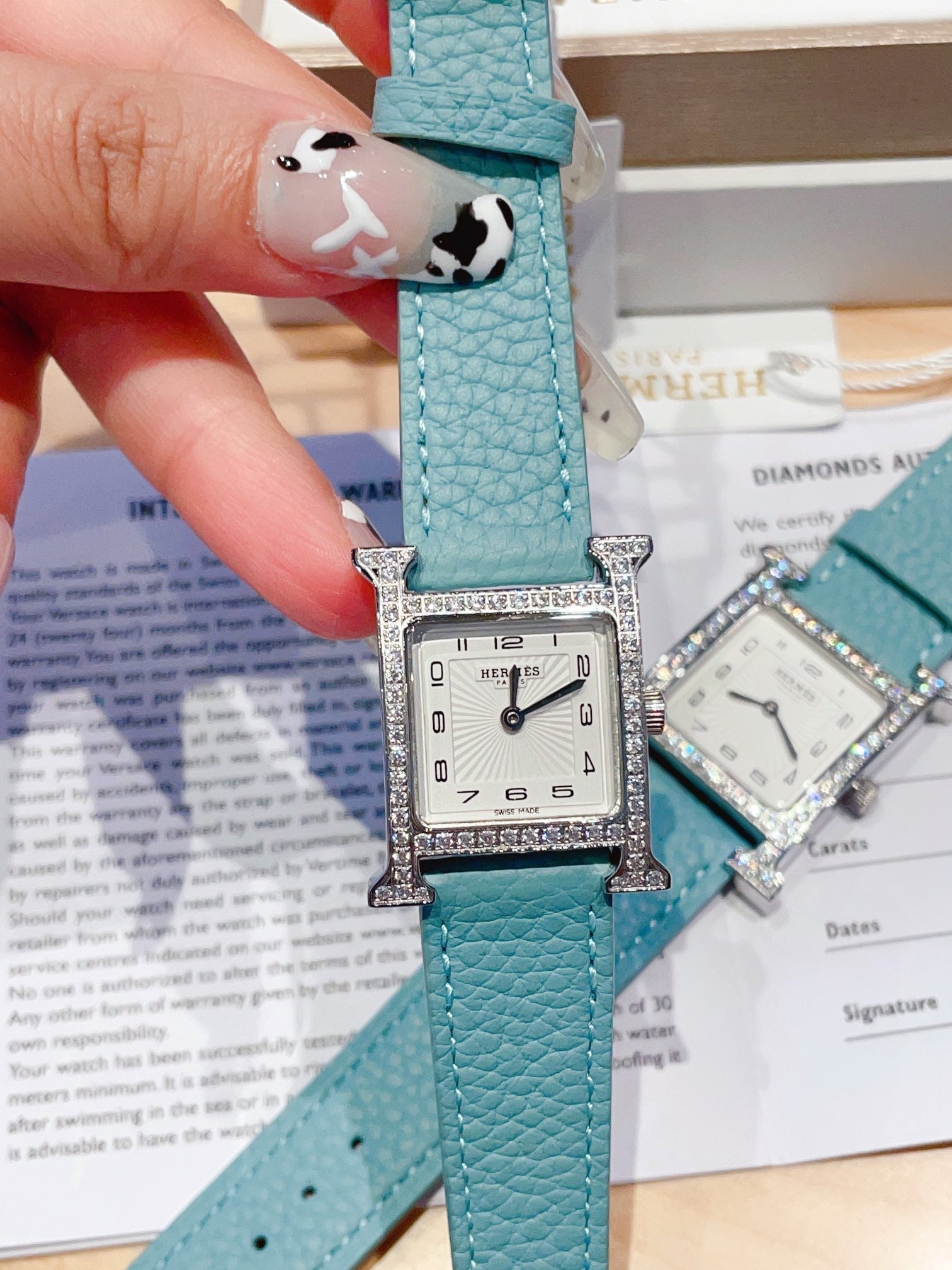 HM HEURE H 26 SILVER WHITE DIAL EPSOM LEATHER EPSOM LEATHER