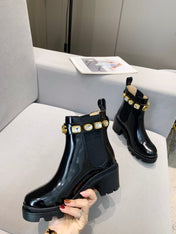 GG CRYSTAL ANKLE BOOTS IN BLACK CALFSKIN GHW
