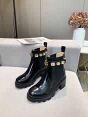 GG CRYSTAL ANKLE BOOTS IN BLACK CALFSKIN GHW