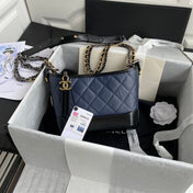 CC ABRIELLE MINI 20 HOBO BAG IN MIDNIGHT BLUE MIX BLACK CALFSKIN