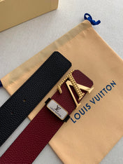LV 25S BELT 38 MM IN DARK RED CALFSKIN 593214
