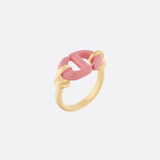 CD 26S PINK ENAMEL LINK CHAIN RING IN GOLD METAL
