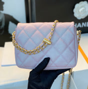 CHANEL 25S CLASSIC FLAP 19 CM IN MAUVE PINK CAVIAR LEATHER WITH GOLD HARDWARE