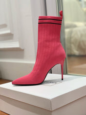 BALMAIN 26S BOOTS 105 MM IN DARK PINK FLYKNIT STYLE 16