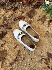 CHLOÉ 26S ESPADRILLE LOAFERS IN WHITE CALFSKIN AND CANVAS