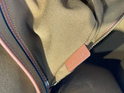 CELINE 25S HORIZONTAL CABAS 43MM IN BLACK TRIOMPHE CANVAS AND TAN BROWN CALFSKIN