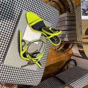 NEON YELLOW PADLOCK 105 LEATHER SANDALS