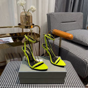 NEON YELLOW PADLOCK 105 LEATHER SANDALS