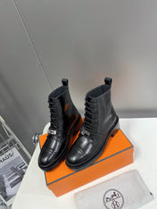 HM 25S FUNK ANKLE BOOT IN BLACK LAMBSKIN WITH SILVER HARDWARE