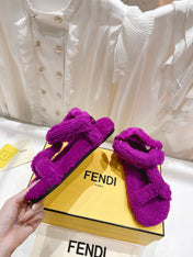 FENDI DAD SANDAL IN MAGENTA PURPLE FLEECE