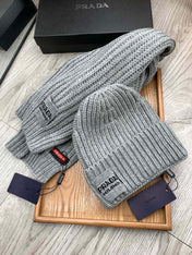 SET SCARF AND HAT IN PALE GRAY WOOL AND RABBIT FUR 388992