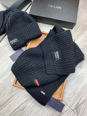 SET SCARF AND HAT IN BLACK WOOL AND RABBIT FUR 388994