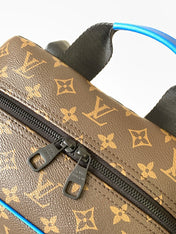 DEAN BACKPACK 42 IN BLUE AND BROWN MONOGRAM CANVAS