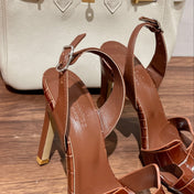 SLINGBACK ETERNITE 105 BROWN LAMBSKIN AND CROCODILE LEATHER
