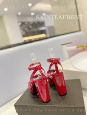 SL TRIBUTE FLATFORM SANDALS GLOSSY RED CALFSKIN