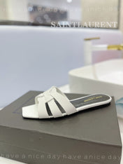 SL TRIBUTE SLIPPERS WHITE CALFSKIN