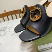GG HIGH HEELS BLONDIE 75 IN BLACK LAMBSKIN WITH GOLD HARDWARE