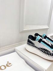 CHLOÉ NAMA SNEAKER IN BLACK MIX COLORFUL SPECIAL FABRIC