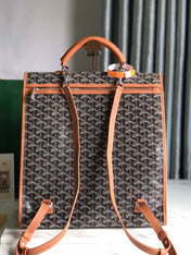 SAINT LÉGER BACKPACK 35 IN BROWN GOYARDINE CANVAS AND CALFSKIN WITH CARTOON PATCH