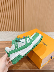 LV Trainer Maxi Sneaker White Mix Green Calfskin