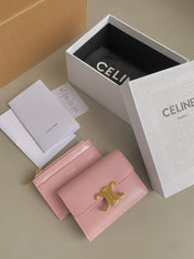 TRIPHOME 9 WALLET TWO-IN-ONE PINK PASTEL CALFSKIN