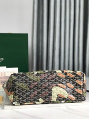 SAINT LOUIS PM BAG 34 IN GREEN LETTRES CAMOUFLAGE GOYARDINE CANVAS
