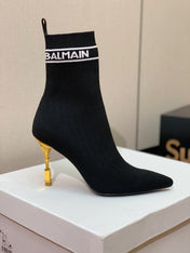 BALMAIN 26S BOOTS 95 MM IN BLACK FLYKNIT STYLE 5