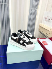 One Stud Xl Low-Top Sneaker Brown Black White Nappa Leather And Toile Iconographe Fabric