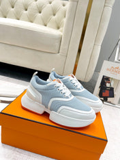 GIGA SNEAKER IN POWDER BLUE STITCHED MESH AND WHITE CALFSKIN