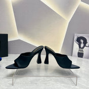 SL GOLDIE MULES BLACK SATIN