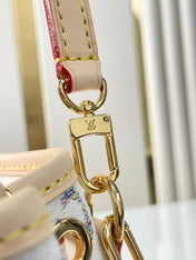 NANO NOÉ 16 IN WHITE MONOGRAM JACQUARD FABRIC AND BEIGE CALFSKIN TRIM