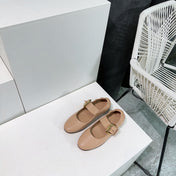 ASTAIRE MARY-JANE BALLERINA IN CAMEL BEIGE CALFSKIN