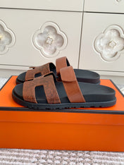 HM 26S CHYPRE SANDALS IN BROWN LIZARD EMBOSSED CALFSKIN