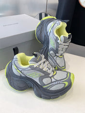 DAD SHOES IN GRAY MIX NEON GREEN MESH AND CALFSKIN
