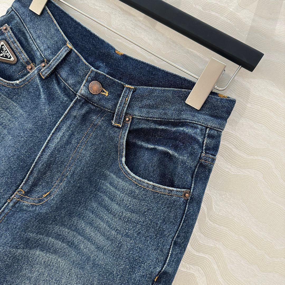 PRADA FASHION STRAIGHT-LEG DENIM SHORTS 263942