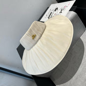 WIDE BRIM HALF HEAD HAT MODEL 650344 IN CREAM WHITE PLEATED SATIN