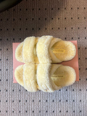MIUMIU 26S SHEEPSKIN SLIPPERS IN LIGHT BEIGE