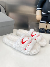 BALENCIAGA 25S FLAT SLIPPERS IN WHITE WOOL
