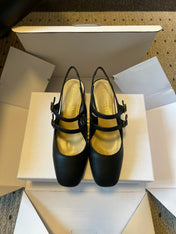 DIOR 26S CHERIE SLINGBACK PUMP 45MM IN BLACK CALFSKIN GOLD HARDWARE