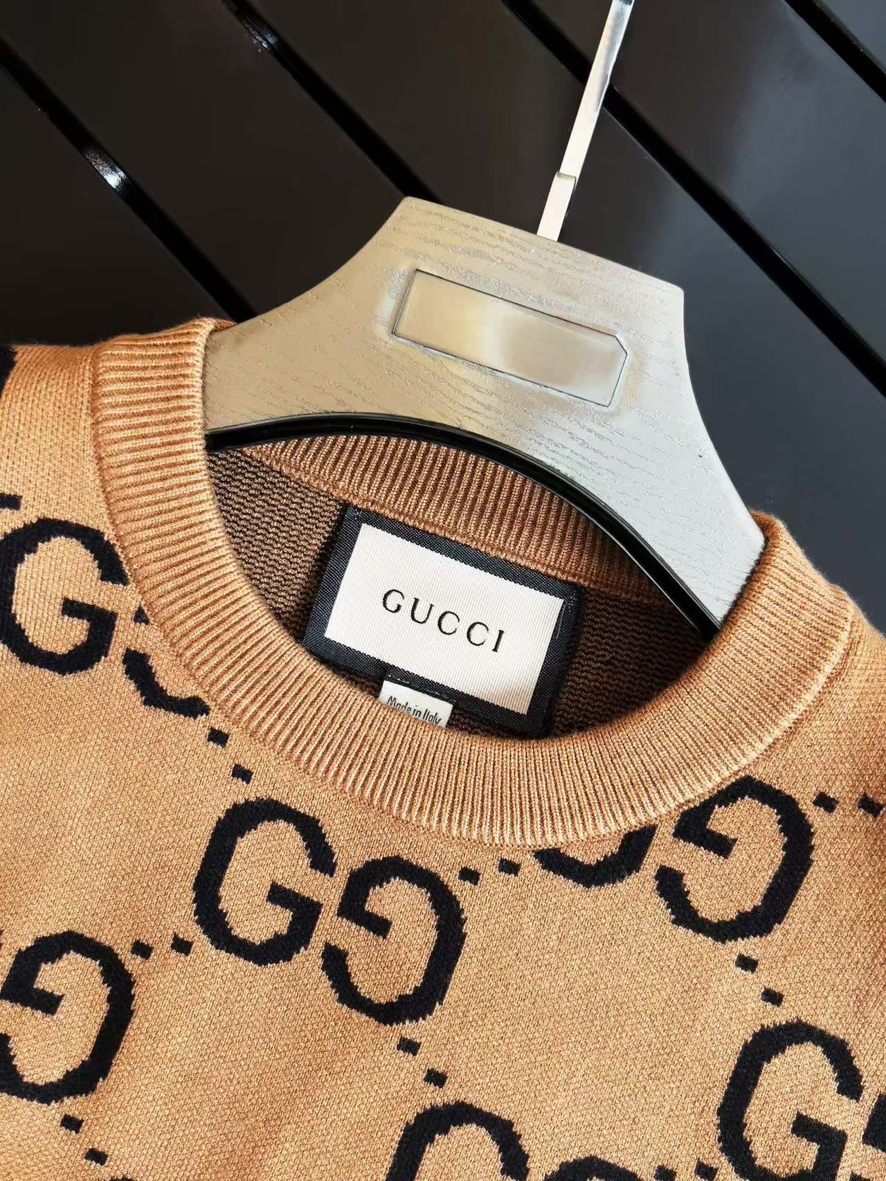 GG Camel/Wool Jumper Black Monogram