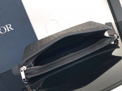 CLUTCH 27 BAG IN BLACK CALFSKIN EMBOSSED LOGO