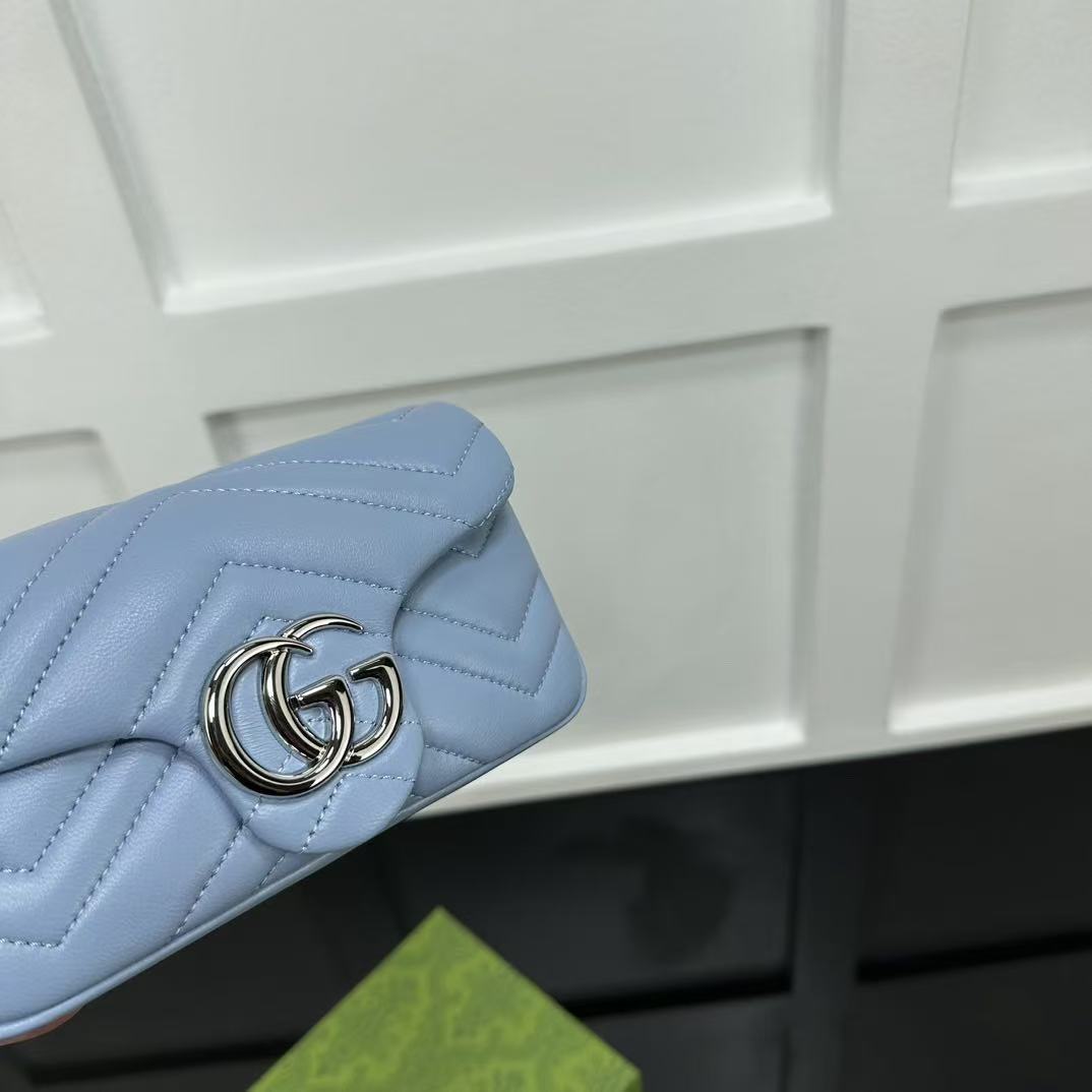 GG MARMONT 16 MINI SHOULDER BAG BLUE CALFSKIN