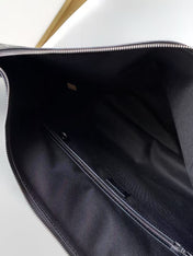 LV SHOULDER BAG 48 IN BLACK CALFSKIN EMBOSSED STRAP