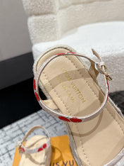 LV PLATFORM ESPADRILLE SANDALS 25S IN NUDE DENIM