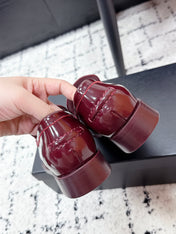 CHANEL 26S LOAFERS IN BURGUNDY RED PATENT CALFSKIN WITH CC LOGO