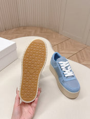 PRADA 26S PLATFORM SNEAKERS 50MM IN SKY BLUE SUEDE