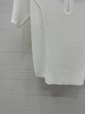 PRADA MOCK NECK SHORT-SLEEVE KNIT TOP WHITE 274815