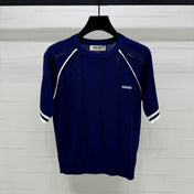 MIU 25S RAGLAN CREW NECK STRIPED KNIT SWEATER 264106