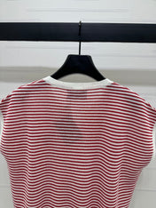 PRAD 25S STRIPED V-NECK KNITTED VEST 264127