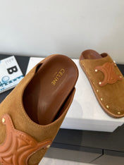 CELINE 26S MULE IN BROWN SUEDE